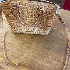 Brahmin Duxbury Honey Brown Crocodile-Embossed Satchel